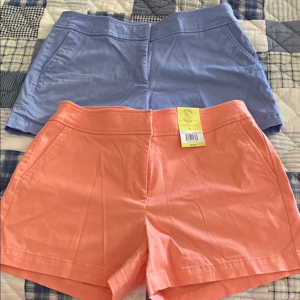 Juniper & Lime 2 Pr shorts size 8 coral periwinkle 4” inseam